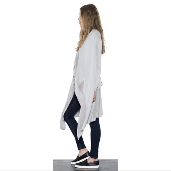 Anthropologie One Grey Day Vesper Cardigan Sweater Belted Duster Draped Gray XS - Picture 10 of 15